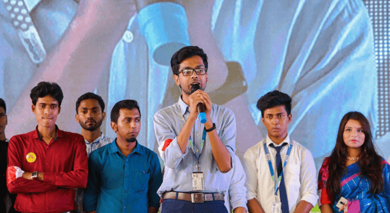 Farhan Alvee with different Club representitive introducing DIU Photographic society tot the new students at the Foundation programme 2018